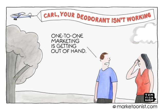 Een grappige strip over one-to-one marketing, gemaakt door marketoonist