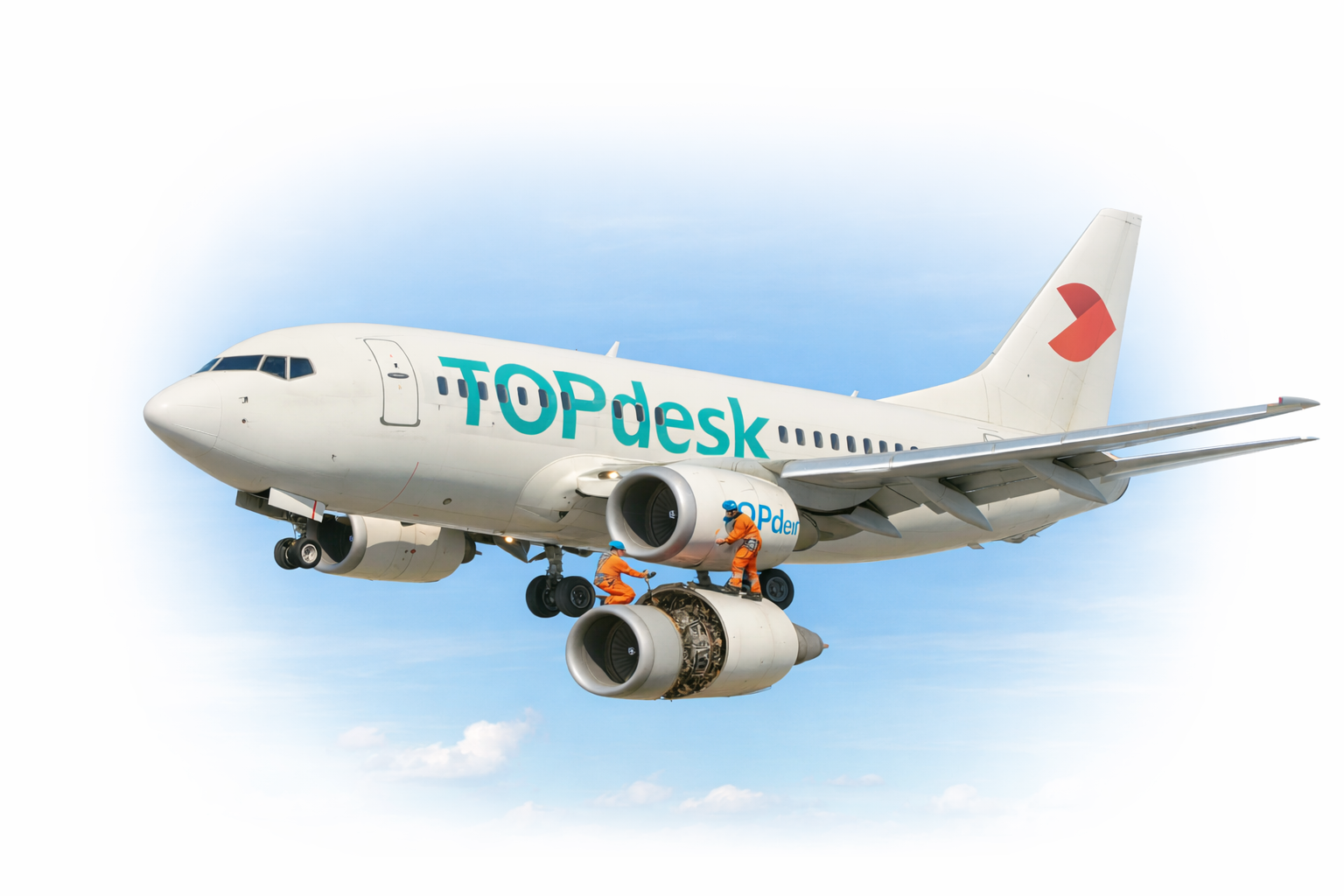 Onderhoud aan vliegtuig in volle vlucht