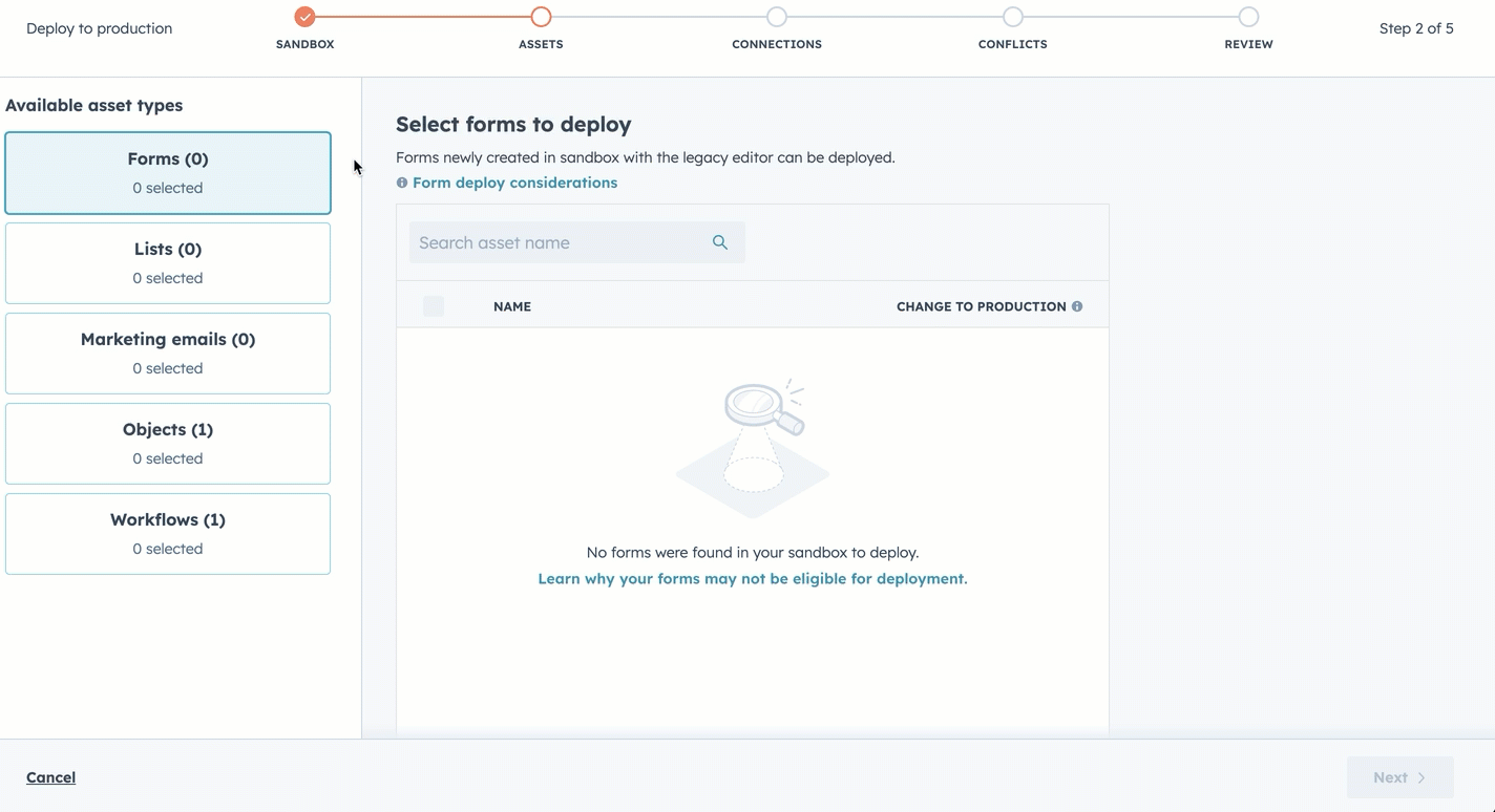 Sandbox deploy