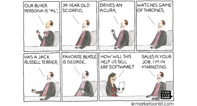 Een grappige strip over marketing en sales, gemaakt door marketoonist