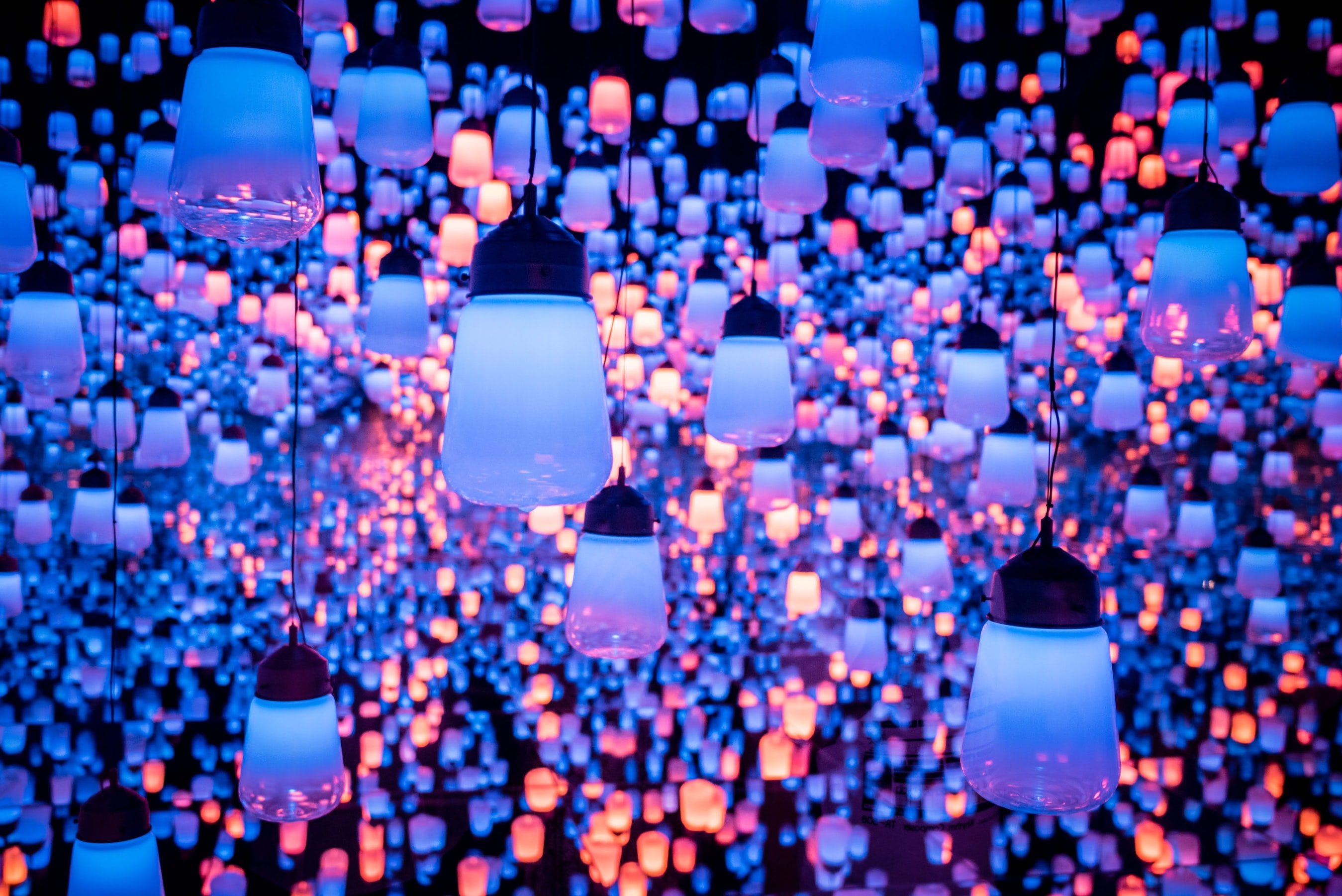 a lot of lamps which are symbol for innovative technology
