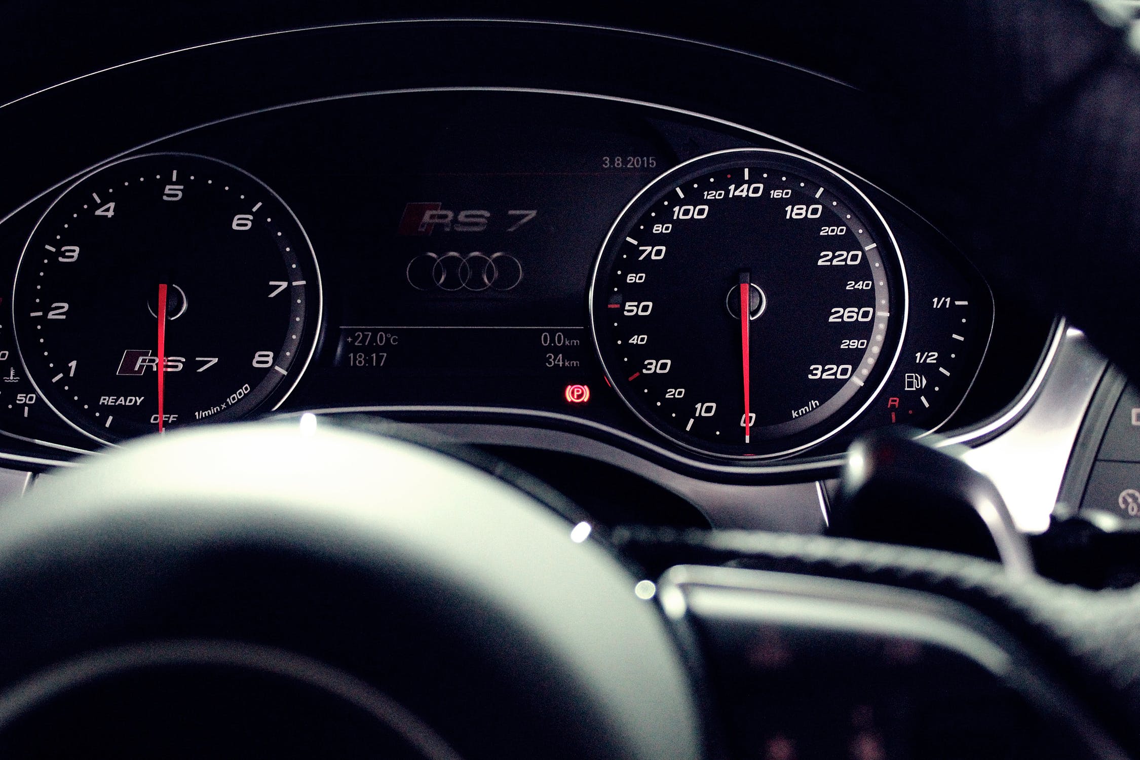 The clean dashboard of a fast car